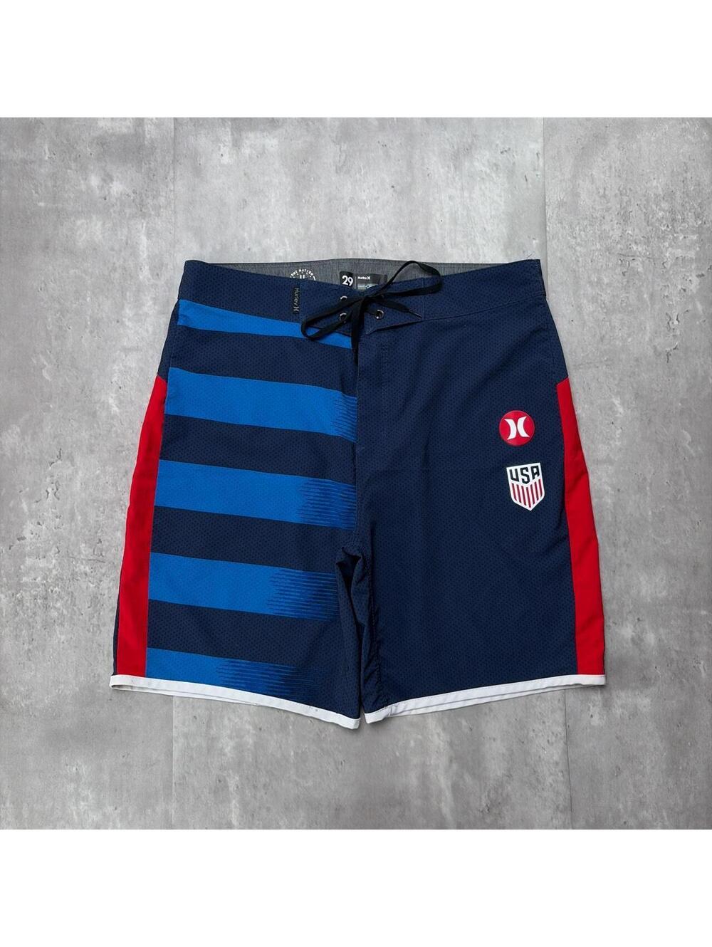 Y2K Navy Hurley Surf Grunge USA National Team Baggy Board Shorts